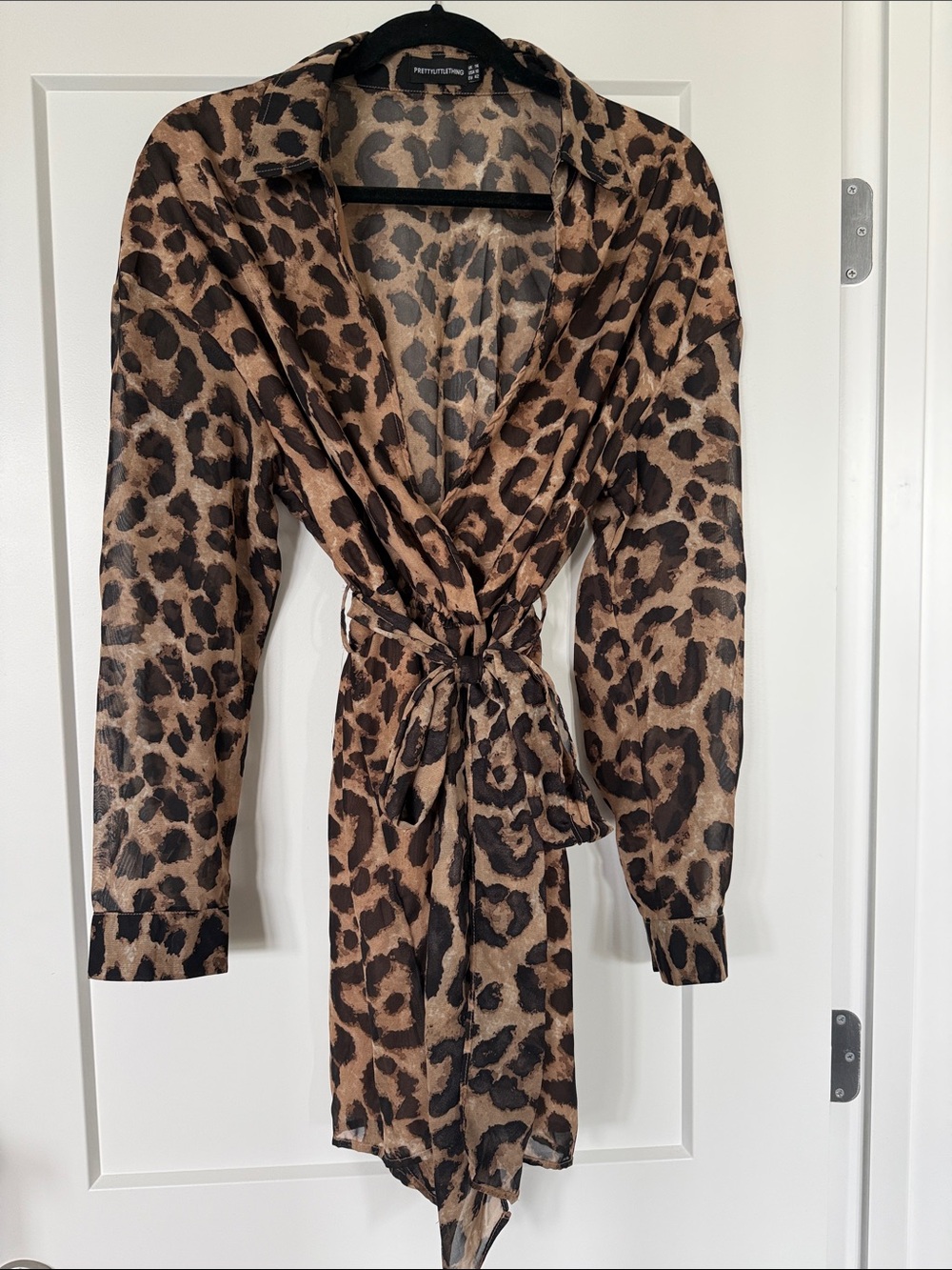 Leopard Print Wrap Dress - Brown & Black